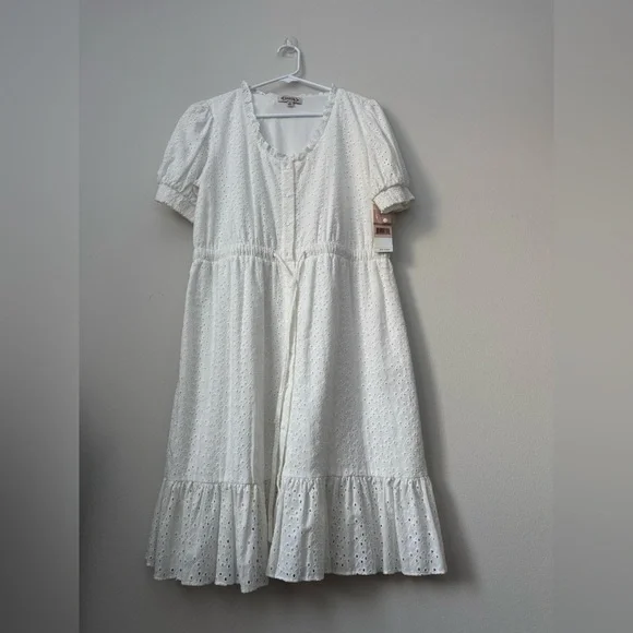 Nanette Lepore Mila Eyelet Mini Dress White Size 12, new with tag - Picture 3 of 8